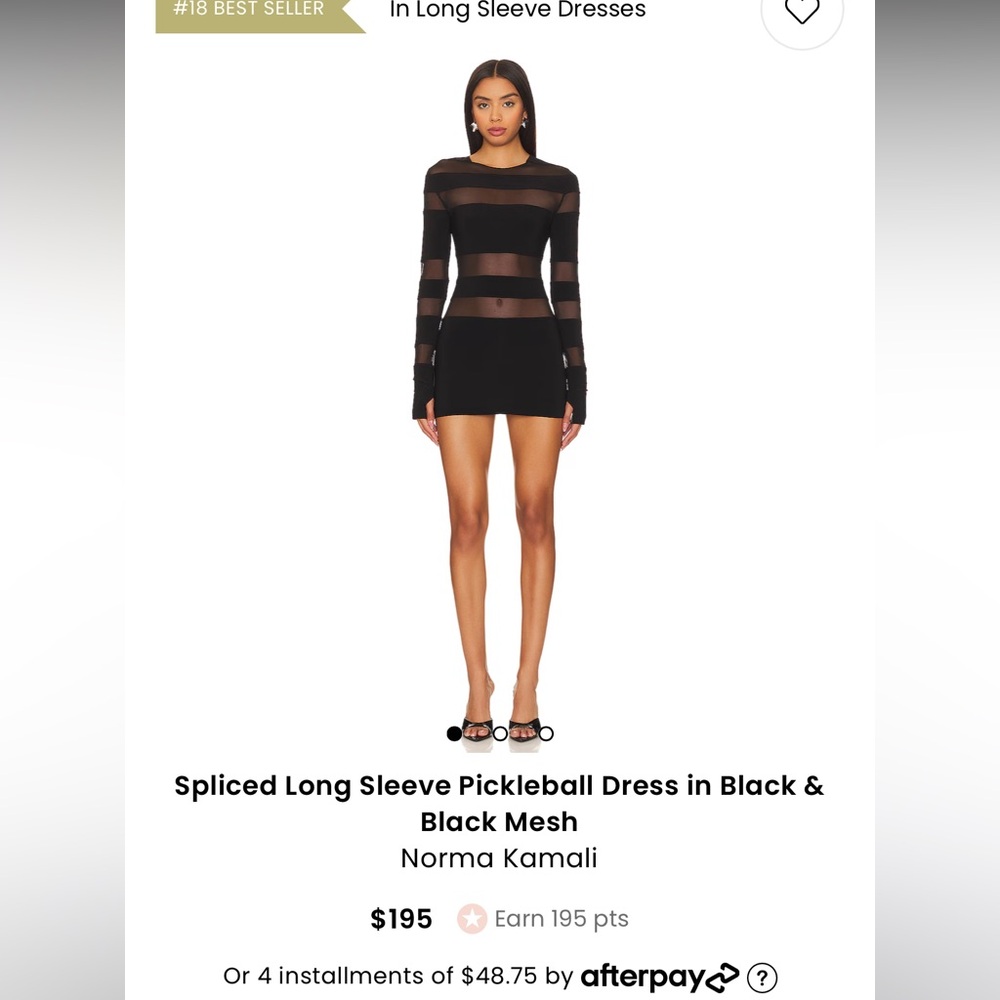 Revolve Norma Kamali Spliced Long Sleeve Pickleball Black Dress